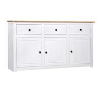 Buffet PANAMA - vidaXL - bois de pin massif - blanc - 3 portes - 3 tiroirs - 3 compartiments - Commode Et Enfilade - 135 x 40 x 80 c