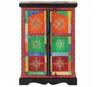 Buffet Peint à la Main avec Portes Multicolore 53 x 30 x 75 cm en bois et 2 compartiments avec Dessus Robuste FR471863