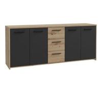 Buffet PILVI Style contemporain Particules mélaminé Décor Chene artisan et 4 portes