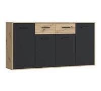 Buffet PILVI Style contemporain Particules mélaminé Décor Chene et 4 portes 2 tiro