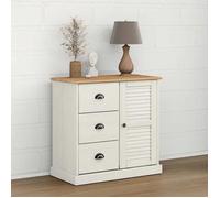 Buffet/Placard/Commode - 1 PC - pour Salon/Cuisine - avec tiroirs VIGO 78x40x75 cm - blanc bois massif de pin A6224