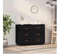 Buffet/Placard/Commode - 1 PC - pour Salon/Cuisine - Noir 100x40x75 cm - Bois massif de pin A7041