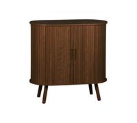 Buffet portes 2 coulissantes avec étagère. décor bois rainuré. buffet bas. L 80 x P 40 x H 80cm