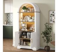 Buffet Rangement 76x40x180 cm, Armoire Haute Modulable avec LED et Étagères Réglables, Meuble de Rangement Spacieux et Multifonction - Vaisselier Moderne pour Salon, Salle à Manger, Cuisine et Espace.
