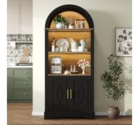 Buffet Rangement 76x40x180 cm, Armoire Haute Modulable avec LED et Étagères Réglables, Meuble de Rangement Spacieux et Multifonction - Vaisselier Moderne pour Salon, Salle à Manger, Cuisine et Espace.