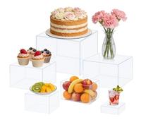 Buffet Risers Lot de 6 présentoirs à gâteaux - Présentoir à gâteaux - Panneau en acrylique - Pour restauration, dessert, bijoux, objets de collection - Décoration 3 x 10 x 15 x 10 x 18 cm - Cube