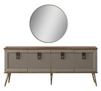 Buffet robuste Sideboard design miroir rond rmoire 2pcs
