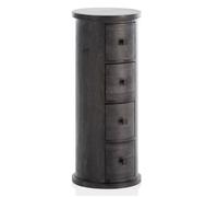 WOHNLING Commode 34x34x85 cm Bois Massif Manguier Noire avec 4 Tiroirs