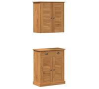 Buffet rustique en bois - vidaXL - Marron et Marron Miel - Bois de pin massif - 67,5 x 34 x 80 cm - 4 étagères