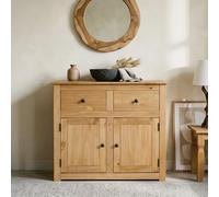 Buffet salle à manger CANCUN L 93 cm en bois massif finition laquée avec 2 portes et 2 tiroirs, meuble de rangement bas style maison de campagne bahut vaisselier commode pratique 93 x 80 x 40 cm