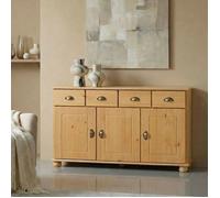 Buffet salle à manger COLMAR en bois massif L 116 cm avec 3 portes battantes et 2 tiroirs spacieux, coloris teinté
