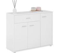 Buffet salle à manger CORLAINE L 88 cm blanc avec 1 tiroir et 3 portes, bahut bas, meuble de rangement Blanc G