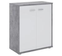 Buffet salle à manger FIRMIN L 60 cm coloris béton et blanc avec 2 portes bahut bas meuble de rangement style moderne