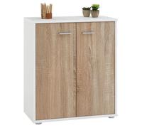 Buffet salle à manger FIRMIN L 60 cm coloris blanc chêne sonoma avec 2 portes bahut bas meuble de rangement style moderne