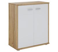 Buffet salle à manger FIRMIN L 60 cm coloris chêne sauvage et blanc avec 2 portes bahut bas meuble de rangement style moderne