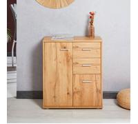 Buffet salle à manger REMY L 60 cm coloris chêne wotan avec 2 portes et 2 tiroirs bahut bas meuble de rangement style moderne