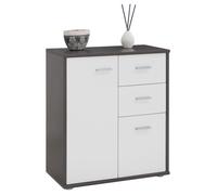 Buffet salle à manger REMY L 60 cm coloris gris et blanc avec 2 portes et 2 tiroirs bahut bas meuble de rangement