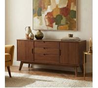 Buffet salle à manger TIVOLI L 145 cm en bois massif brun foncé avec 3 tiroirs et 2 portes battantes