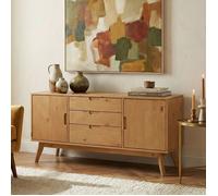 Buffet salle à manger TIVOLI L 145 cm en bois massif finition bois naturel teinté avec 3 tiroirs et 2 portes battantes