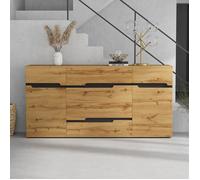 Buffet - Salon - 160x40x80 cm - 2 portes - 4 tiroirs - Design industriel