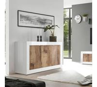 Buffet salon blanc brillant bois 3 portes 160cm Modis BW Basic