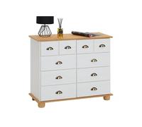 Buffet salon COLMAR L 92 cm bois massif - Blanc et brun