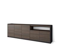 Buffet salon et cuisine, Meuble de Rangement, Commode, 260x37x80cm, 5 Portes, Chêne foncé et Noir, RF4252