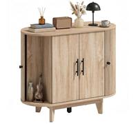 Buffet salon - HOMCOM - ovale - 4 portes et étagères réglables, 5 pieds stables - MDF - 90 x 40 x 76 cm - chêne