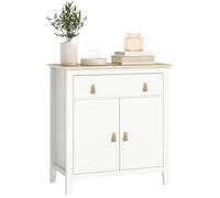 HomCom Buffet salon 2 portes, tiroir, étagère réglable, poignées PU 80 x 40 x 90 cm blanc