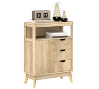 Buffet salon meuble de rangement - HOMCOM - placard à portes, étagère réglable et étagère ouvert - 60x30x81cm - bois naturel