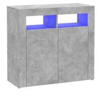 Buffet - SALUTUYA - BD56095 - Gris béton - 80x35x75 cm - Lumières LED RVB