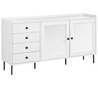 Buffet Scandinave à 4 Tiroirs et 2 Portes Meuble de Rangement Métal Blanc Alcove