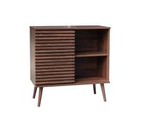 swe uffet scandinave décor Bois Noyer. Buffet Haut. vaisselier. avec 1 Porte coulissante rainurée et 2 étagères 80cm