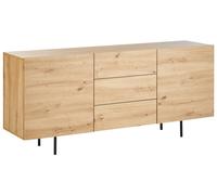 Buffet Scandinave en Bois 3 Tiroirs et 2 Portes Meuble de Rangement Pieds Bois C