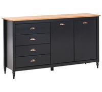 Buffet Scandinave en Bois avec 4 Tiroirs et 2 Portes Meuble de Rangement Noir