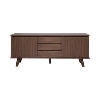 Buffet scandinave en bois foncé noyer 2 portes 3 tiroirs L180 cm FIFTIES