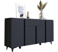 Buffet Schwarz Schiefer, design moderne et élégant - 177x92x40 cm (largeur x hauteur x profondeur) - Meuble de rangement haut - [Lumaro.Three] Convient pour le salon, la chambre, le couloir, la salle