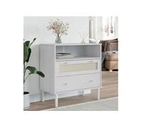 Buffet SENJA aspect rotin blanc 80x40x80 cm bois massif de pin 358020