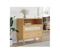 Buffet SENJA aspect rotin marron 80x40x80 cm bois massif de pin 358019