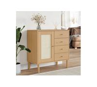 Buffet SENJA aspect rotin marron 80x40x80 cm bois massif de pin 358037