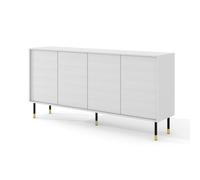 Buffet Sherwood 180 cm 4 portes faà§ades rainurées - blanc mat | Bim Furniture - ref. 5903769742844 - 5903769742844 - Gris - Materiaux mixtes