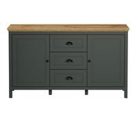Buffet - Stanton - Vert profond / chêne naturel - 2 portes - 3 tiroirs - 146cm x 45cm x 86cm