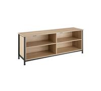 Meuble TV - TECTAKE - Étagère pour téléviseur NAVAN en bois et acier au style industriel, 147 x 41 x 60,5 cm - Bois clair