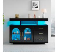 Buffet - TANANT - Buffet bas moderne - 2 portes - 3 tiroirs - Éclairage LED RGB