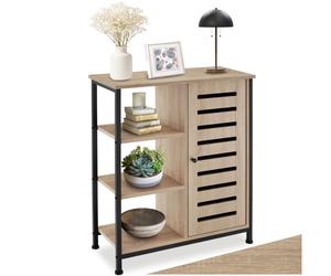 Buffet - TECTAKE - Buffet de cuisine en acier et bois avec 2 étagères réglables et portes magnétique 71 x 32 x 82 cm - Bois clair