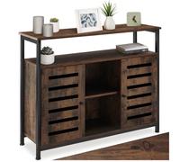 Buffet - TECTAKE - Buffet WARRINGTON en bois et acier, 2 portes magnétiques, 3 étagères règlables, 100 x 37 x 82 cm - Bois foncé