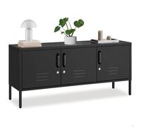 Buffet - TECTAKE - Meuble métallique BAKER en acier 3 portes verrouillables, étagère réglable, 120 x 37,5 x 55,5 cm - Noir
