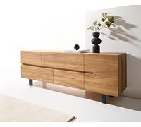 Buffet Tiamar 180 cm orme naturel 1 porte 4 tiroirs patins métal noir