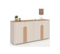 IDMarket - Buffet 160 cm Tirana 4 Portes Beige et Bois Clair