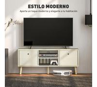 Buffet TV - Armoire TV - 2 tiroirs tissu - 2 compartiments ouverts - Passage de câble - Pour TV jusqu'à 127 cm - Longueur 110 cm - Blanc